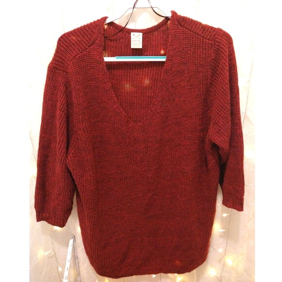 Faded Glory Sweaters - FADED GLORY WOMENS 2X 18-20 MAROON RIBBED COZY KNIT LOOSE LIGHTWEIGHT SWEATER